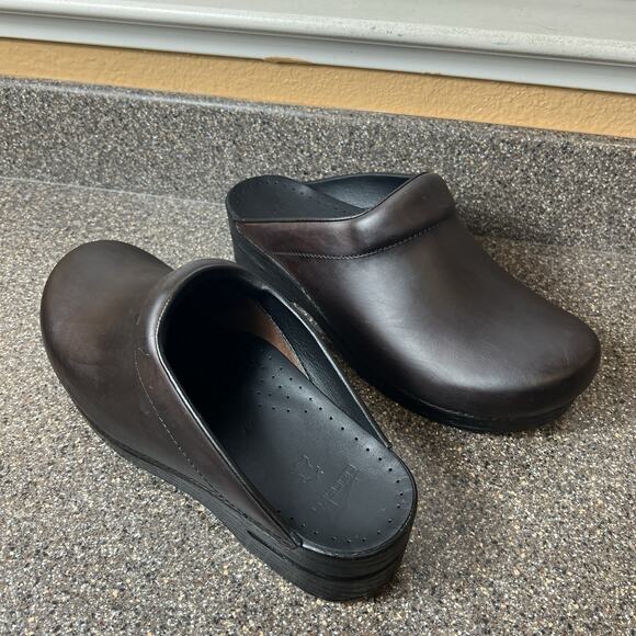 Dansko Brown Leather Clogs/Mule Men EU 47 US 13.5-14 Slip On Comfort Work Casual - Picture 3 of 11